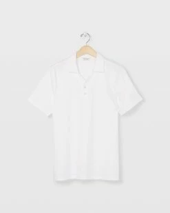 Discount 😍 Club Monaco Men Split Neck Polo Blanc De Blanc 🥰