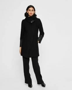Best Pirce โจ Club Monaco ๐ฉ Women Halli Wool ๐งฅ Coat Black โค๏ธ