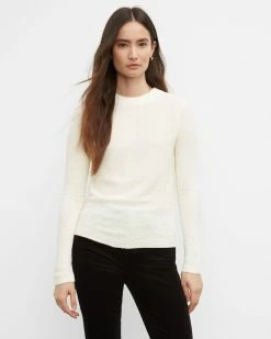 Buy ⌛ Club Monaco 👩 Women Ottoman Crew Sweater White 😍