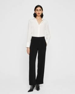 Cheap 👍 Club Monaco 👩 Women Fluid Crepe Trousers Black 🎁