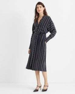 Flash Sale ✨ Club Monaco 👩 Women Striped Dolman 👕 Shirtdress Navy Multi 🤩