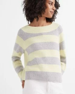 Budget ✔️ Club Monaco 👩 Women Racked Stitch Cashmere Sweater Lime Multi 🎁