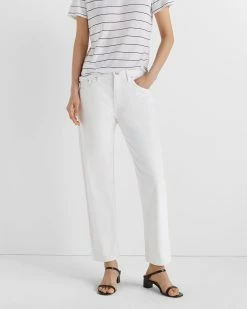 Flash Sale 🥰 Club Monaco 👩 Women Relaxed Slim Crop 👖 Jeans White 🧨