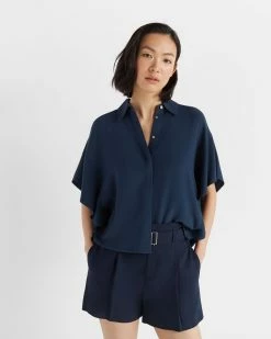 Flash Sale ✨ Club Monaco 👩 Women Caftan Sleeve Blouse Blueberry ✨