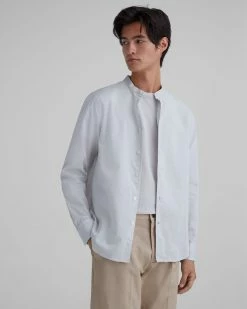 Best deal ๐คฉ Club Monaco Men Band Collar Textured ๐ Shirt Grey โ