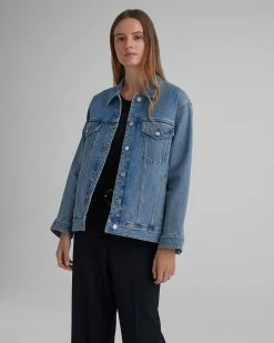 Discount 😍 Club Monaco 👩 Women Jean Jacket Indigo 🧨