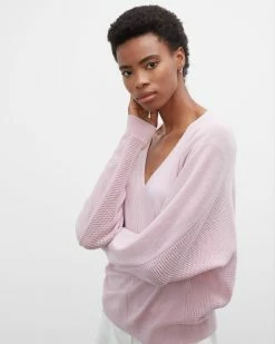Deals 💯 Club Monaco 👩 Women Cashmere Stitch Dolman Sleeve Sweater Dusty Rose ⌛
