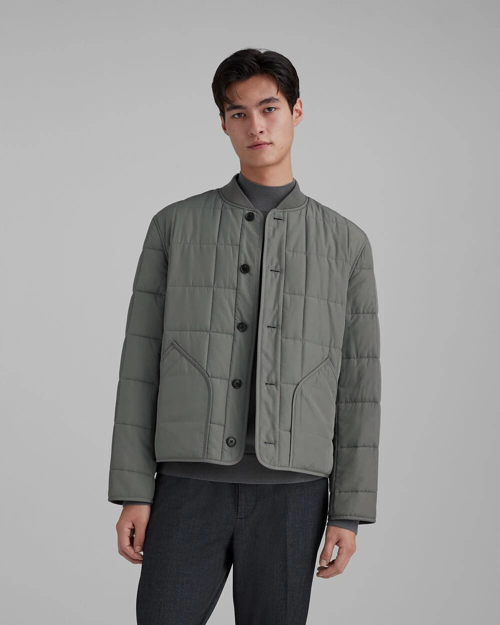 Cheap ๐ Club Monaco Men Quilted Jacket Castor Grey ๐