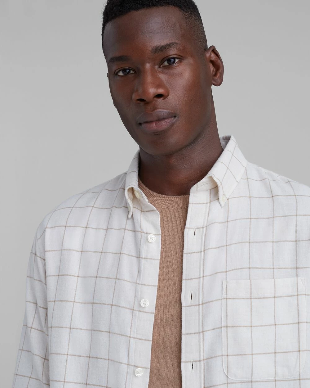 Wholesale โ๏ธ Club Monaco Men Windowpane Flannel ๐ Shirt Ivory ๐ฏ - Image 2