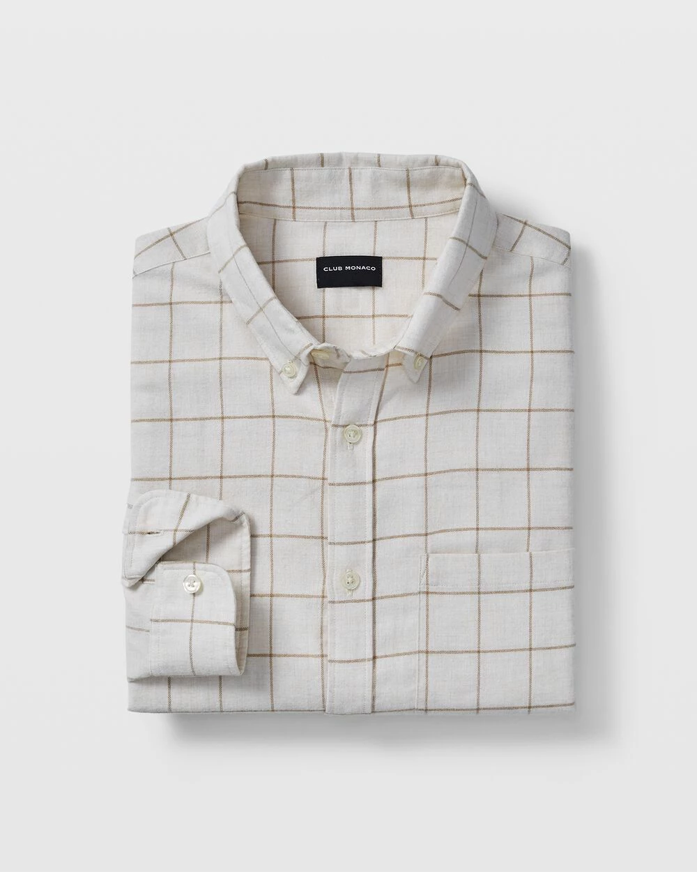 Wholesale โ๏ธ Club Monaco Men Windowpane Flannel ๐ Shirt Ivory ๐ฏ - Image 4
