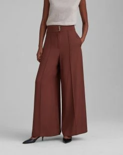 Wholesale 👏 Club Monaco 👩 Women Soft Wide Leg Pants Chocolate ❤️