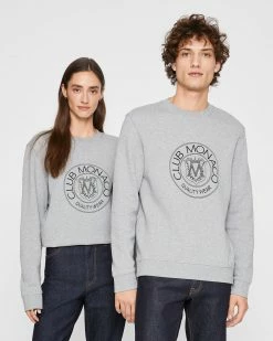 Budget 🎁 Club Monaco Men Crest Sweatshirt Heather Grey ❤️