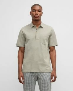 Budget 👍 Club Monaco Men Short Sleeve Camp 👚 Shirt Olive ⌛