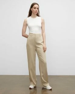 Outlet 🥰 Club Monaco 👩 Women Tab Detail Pants Khaki 🔥