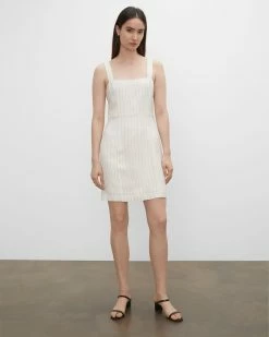 Best Sale 😍 Club Monaco 👩 Women Striped Square Neck Mini 👗 Dress Stripe ⭐