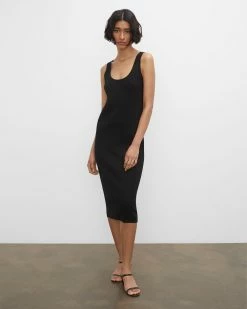 Flash Sale 🔥 Club Monaco 👩 Women Ribbed 🌞 Summer 👗 Dress Black 😍