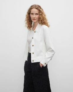 Outlet 🔔 Club Monaco 👩 Women Button 👚 Shirt Jacket White 😍