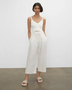 Hot Sale ✨ Club Monaco 👩 Women Anreannah Striped Wide Leg Pants Stripe 🎁