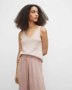 Best Sale ✨ Club Monaco 👩 Women Signature Cashmere Tank Light Pink 🔥