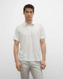 Deals 😍 Club Monaco Men Short Sleeve Linen Popover Pale Grey ✨