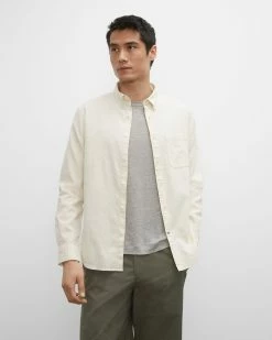 Cheapest 🧨 Club Monaco Men Slim Linen Blend 👕 Shirt White 🎉