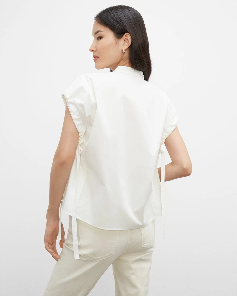 Best deal π Club Monaco π© Women Cinched Sleeve π Shirt White π€© - Image 2