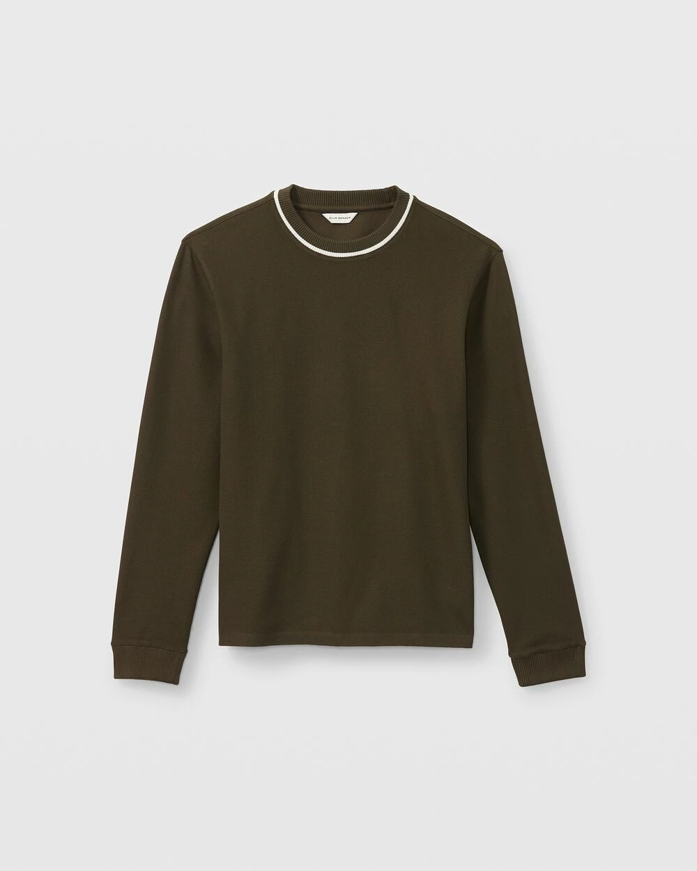 Coupon 💯 Club Monaco Men Piqué Crewneck Sweatshirt Black Olive 👍 - Image 3