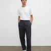 Buy ❤️ Club Monaco Men Chambray Inverted Pleated Pants Navy/Blue ❤️