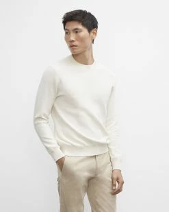Hot Sale ๐ Club Monaco Men Long Sleeve Texture Crew Sweater Silver Birch ๐ฅฐ