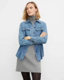 Brand new ⌛ Club Monaco 👩 Women Denim 👕 Shirt Indigo 🔥