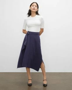 Wholesale π Club Monaco π© Women Drape Midi π Skirt Silver Birch π₯°
