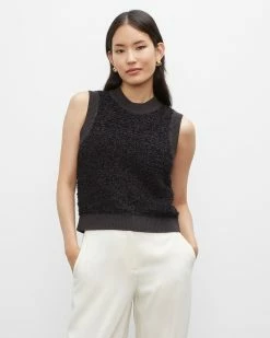 Best Sale 🔥 Club Monaco 👩 Women Bouclé Tank Black 😉