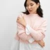 Deals 🥰 Club Monaco 👩 Women Ribbed A-Line Mock Neck Sweater Pink Multi 🛒