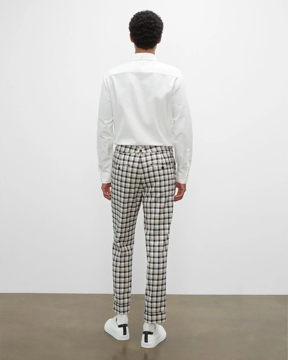 Coupon ๐ Club Monaco Men Drainpipe Plaid Pants Blue Multi ๐ - Image 2