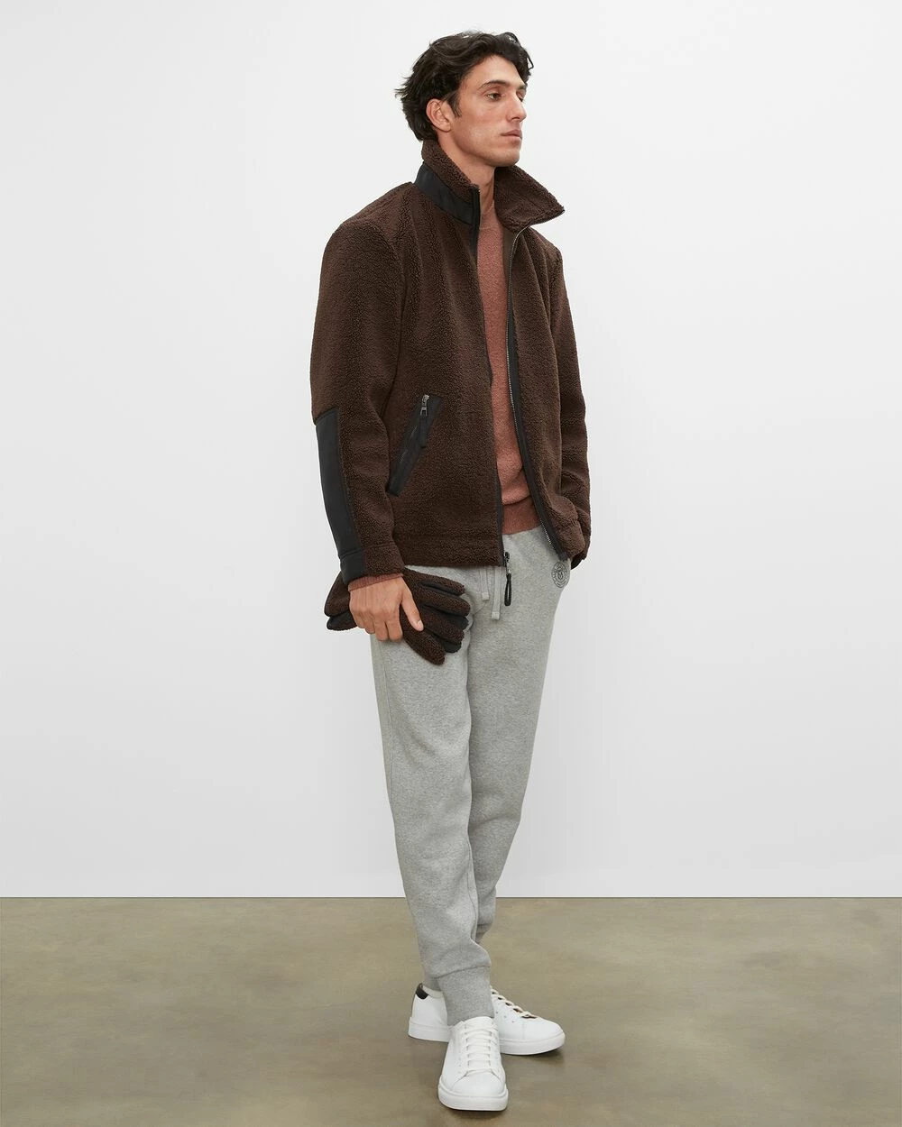 Cheap โ Club Monaco Men Sherpa Jacket Chocolate โ - Image 3