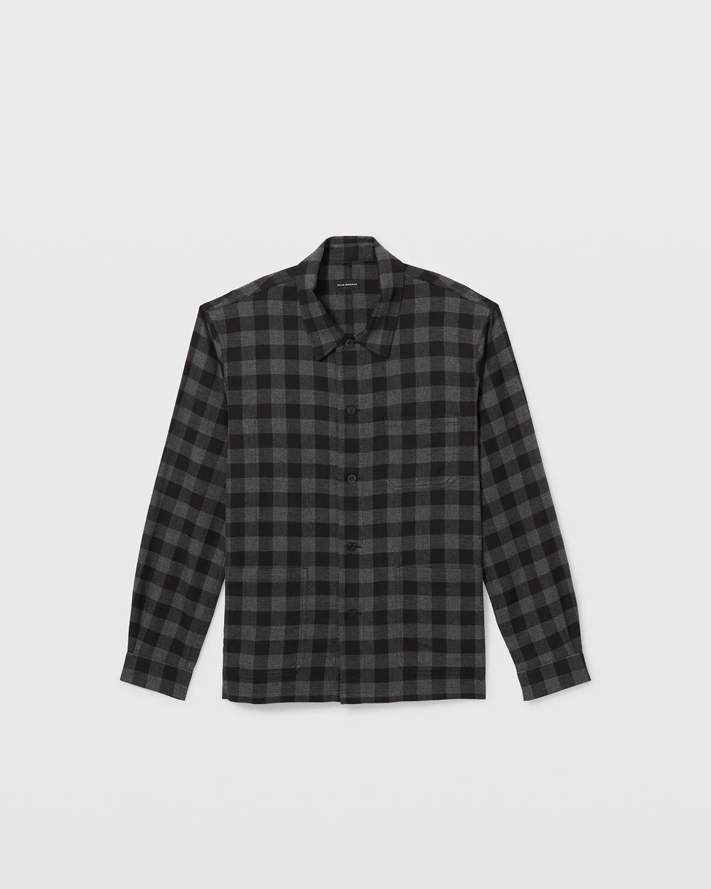 Best Sale π Club Monaco Men Long Sleeve Plaid Flannel Workshirt Grey Multi Check π - Image 4