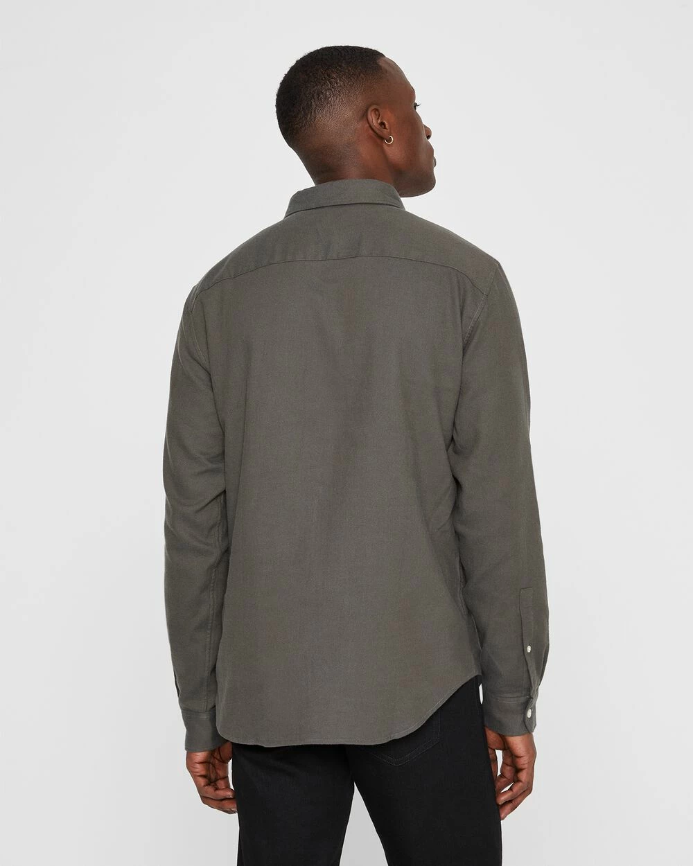 Flash Sale ✔️ Club Monaco Men Long Sleeve Texture Flannel 👕 Shirt Dark Green 🎁 - Image 2