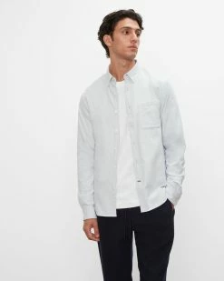 Wholesale ๐ Club Monaco Men Long Sleeve Solid Flannel ๐ Shirt Grey ๐ฅ