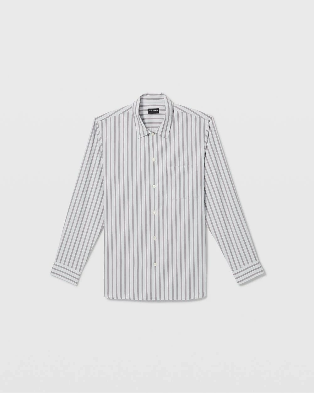 Best Pirce โ๏ธ Club Monaco Men Long Sleeve Striped Standard ๐ Shirt Grey Stripe โค๏ธ - Image 4