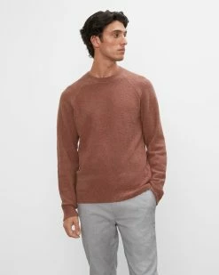 Brand new 🛒 Club Monaco Men Bouclé Crewneck Sweater Cinnamon ✨