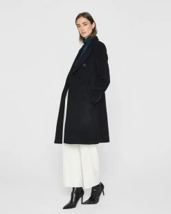 Deals 🥰 Club Monaco 👩 Women Signature Double-Breasted 🧥 Coat Light Heather Grey ❤️