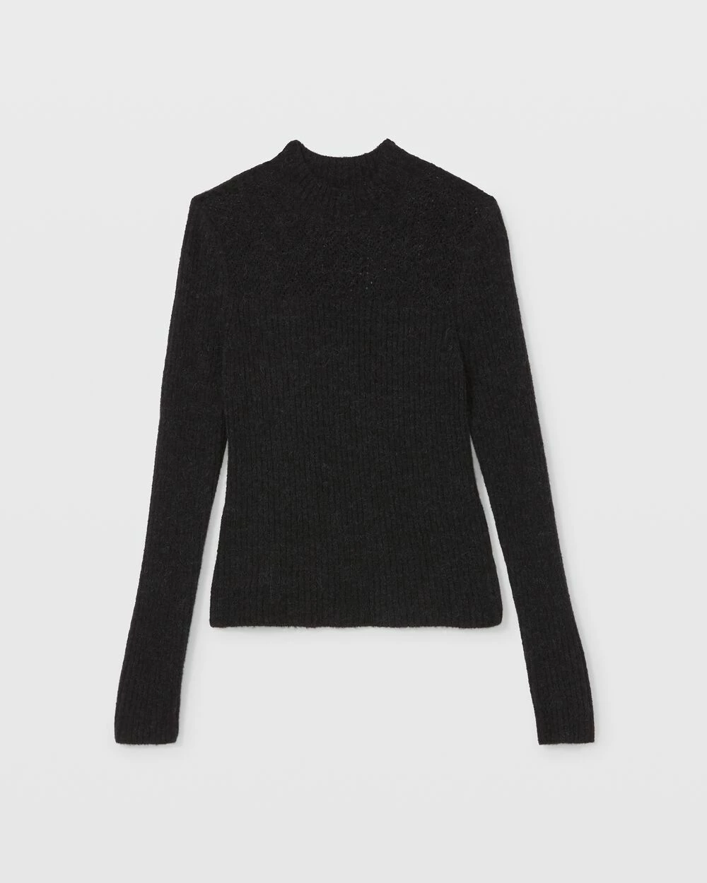 Promo ๐ Club Monaco ๐ฉ Women Pointelle Yoke Sweater Black โญ - Image 3
