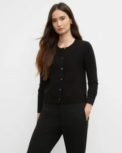 Top 10 ๐ Club Monaco ๐ฉ Women Boiled Wool Cardigan Black ๐
