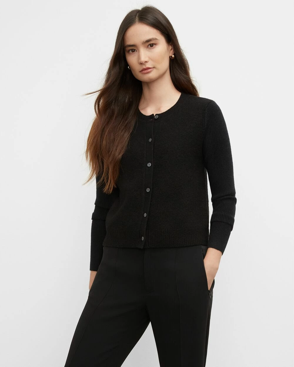 Top 10 ๐ Club Monaco ๐ฉ Women Boiled Wool Cardigan Black ๐