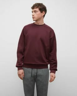 Best Sale ⭐ Club Monaco Men Tech Terry Crewneck Sweatshirt Dark Purple 🤩