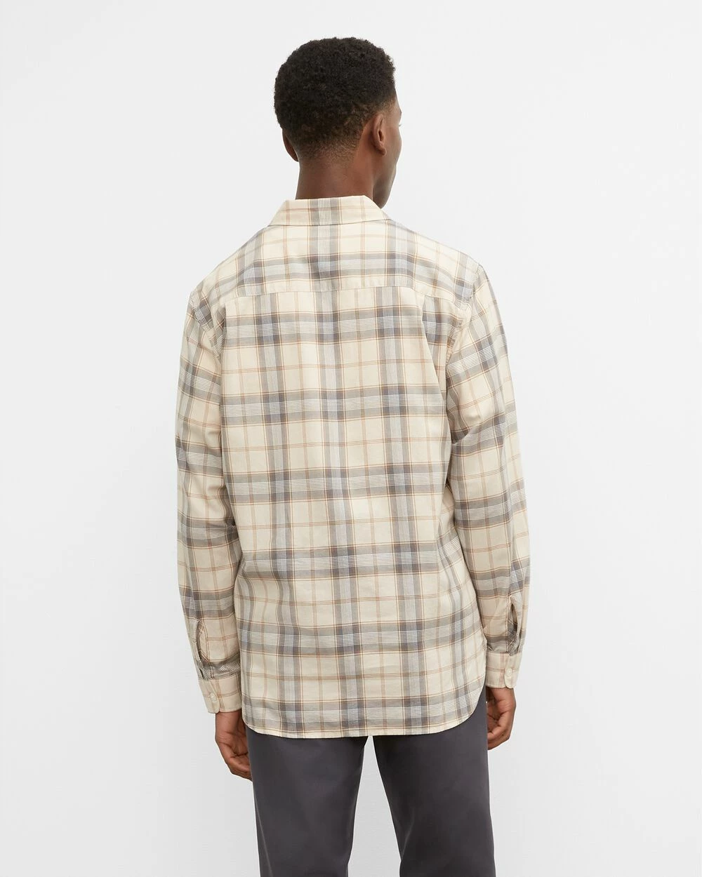 Flash Sale 👏 Club Monaco Men Long Sleeve Plaid Standard 👚 Shirt Tan Multi 😍 - Image 2