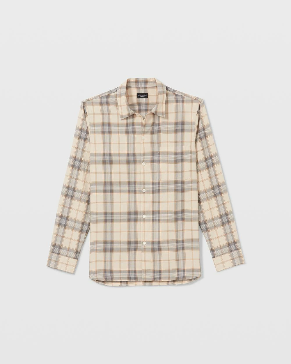 Flash Sale 👏 Club Monaco Men Long Sleeve Plaid Standard 👚 Shirt Tan Multi 😍 - Image 4