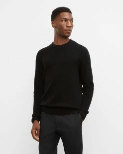 Buy 😍 Club Monaco Men Merino Texture Crew Sweater Black 😀