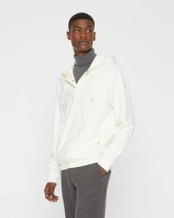 Deals ✨ Club Monaco Men Brushed Hoodie Egret 😉