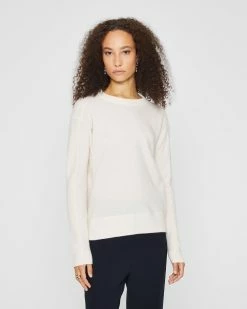 Hot Sale ๐ Club Monaco ๐ฉ Women Brushed Cashmere Crewneck Sweater Cream ๐ฏ
